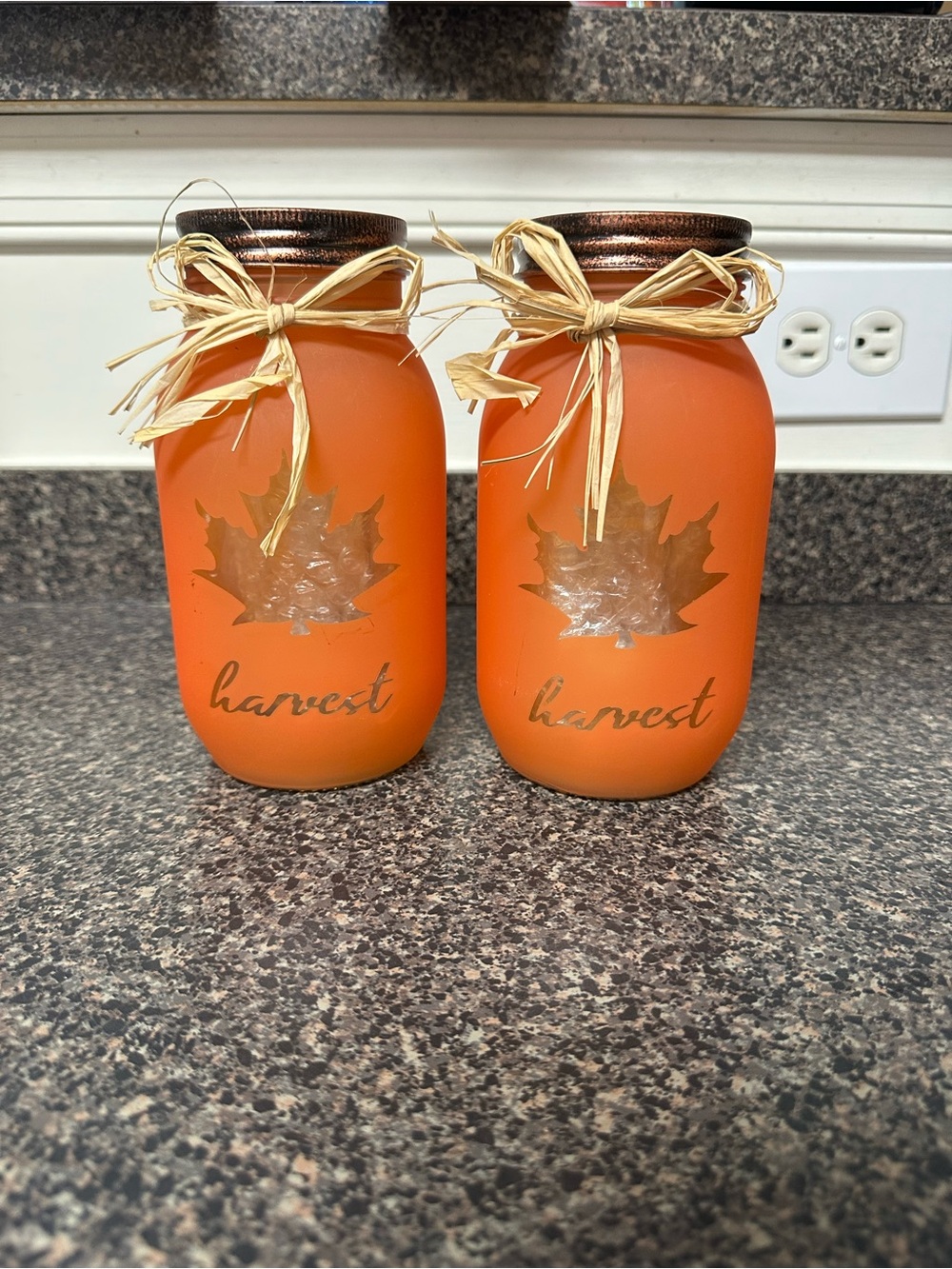 Fall Harvest Glass Mason Jars Tea Candle Holders